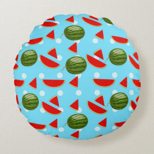 Watermelon With Slice Round Pillow