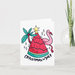 Watermelon With Xmas Lights For Christmas In July Card