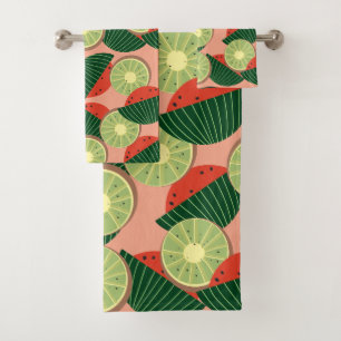 Watermelons and kiwis bath towel set