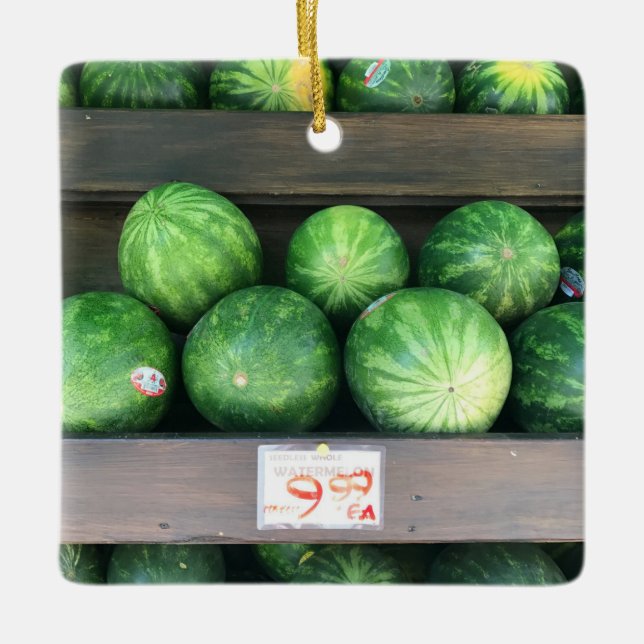 Watermelons for Sale Corner Bodega NYC Photograph Ceramic Ornament (Front)