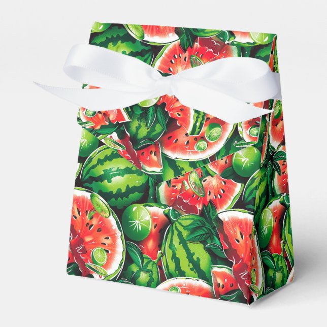 Watermelons, lime, watermelon leaves, small lime f favor box (Front Side)