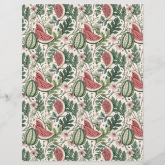 Watermelons vintage bontanic scrapbook paper beige