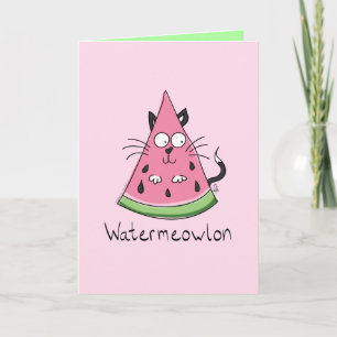 Watermeowlon Watermelon Cat Funny Greeting Card