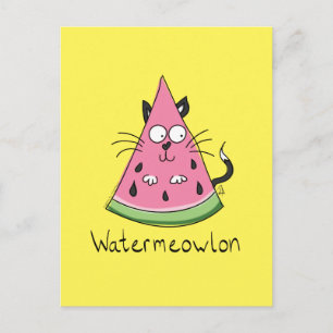 Watermeowlon Watermelon Cat Funny Postcard