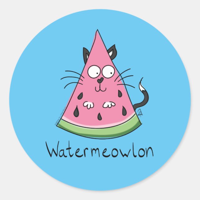 Watermeowlon Watermelon Cat Funny Stickers (Front)