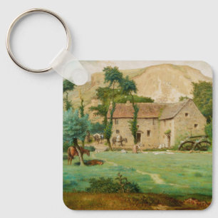 Watermill at the Foot of a Mountain Keychain