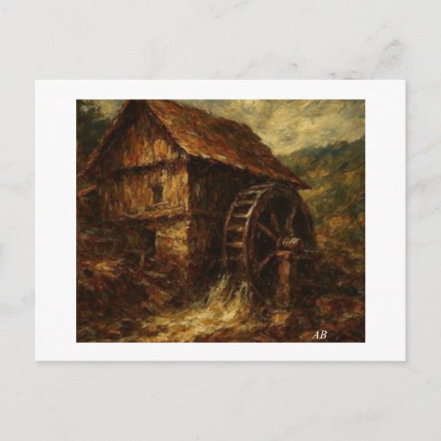 Watermill by the Stream,  Postcard (Front)