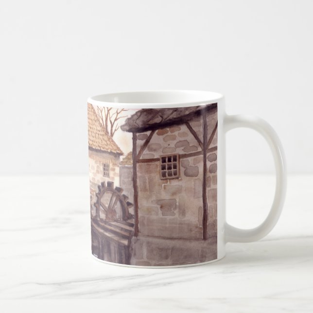 Watermill Watercolor Painting by Farida Greenfield Coffee Mug (Right)