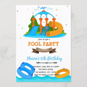 Waterpark pool birthday invitation
