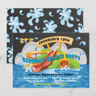 Waterpark Watertoboggan Pool Invitation
