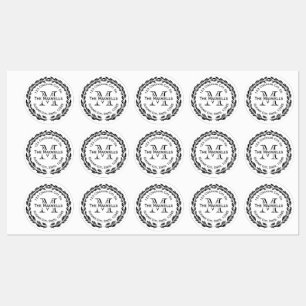Waterproof Address Labels Custom Monogram Round