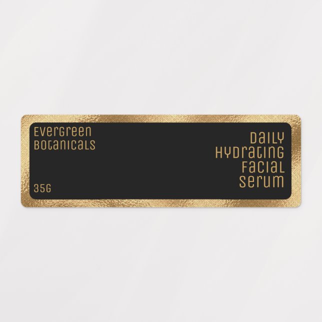 waterproof beauty product label - black and gold (Design 1)