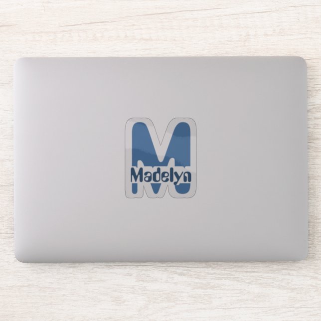 Waterproof Blue Girly Monogram Name Window Laptop (Computer)