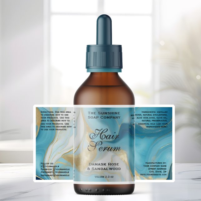Waterproof Blue Gold Foil Cosmetics Bottle Label (Creator Uploaded)
