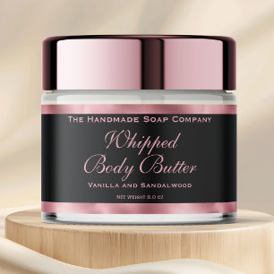 Waterproof Body Butter Jar Label Black & Pink Foil