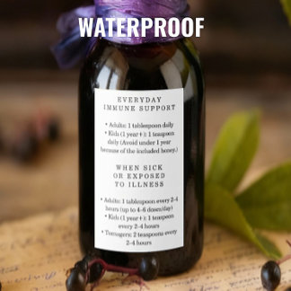Waterproof Elderberry Syrup Instructions Labels