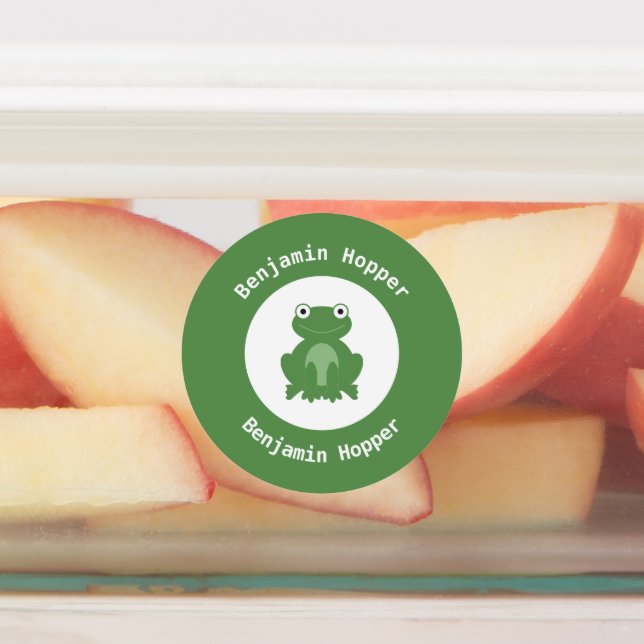 Waterproof frog name labels for school camp (Affixed)