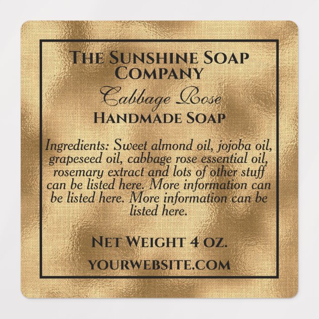 Waterproof gold foil & black text soap cosmetics (Design 3)