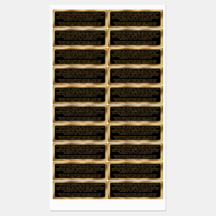 waterproof ingredients label black gold rectangle