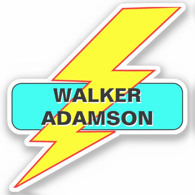 Waterproof Name Sticker for Kids (Lightning Bolt)  (Front)
