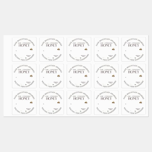 Waterproof Raw Unfiltered Honey Pink Rose Label (Sheet)