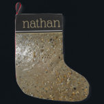 Water's Edge Stones Shells Beach Ocean Sand Summer Small Christmas Stocking<br><div class="desc">Ideal for holiday decorating! Christmas stocking features an original photograph of stones,  shells and pebbles at the edge of a sandy beach.

This design is also available on other products. Don't see what you're looking for? Need help with customization? Contact Rebecca to have something designed just for you.</div>