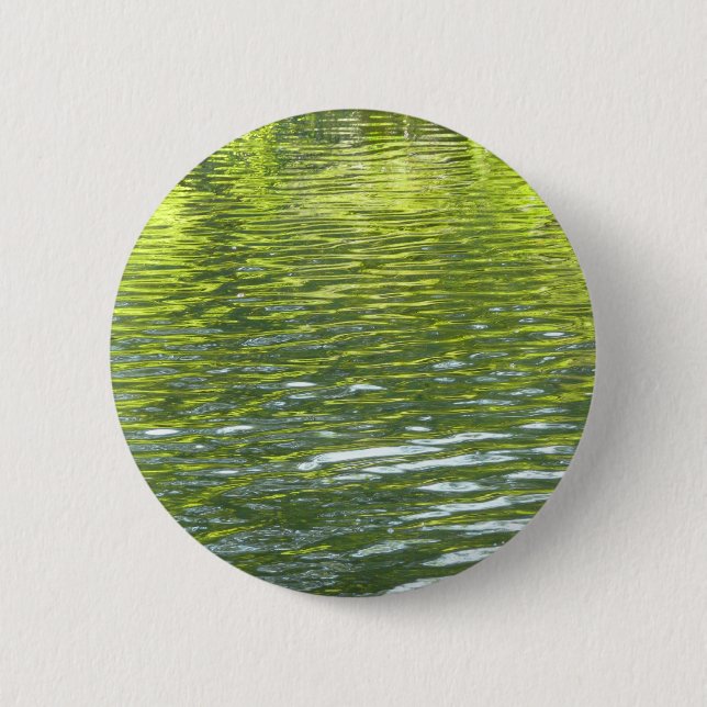 Waters of Oak Creek Yellow and Green Nature Photo 2 Inch Round Button (Front)
