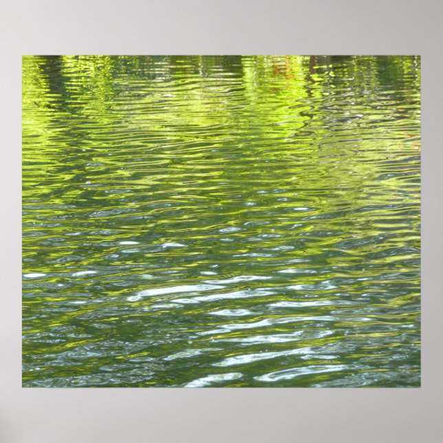 Waters of Oak Creek Yellow and Green Nature Photo Poster (Front)