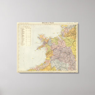Watershed map England, Wales 3 Canvas Print