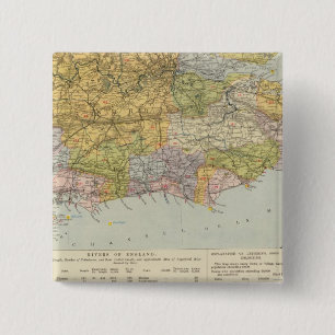 Watershed map England, Wales 6 2 Inch Square Button
