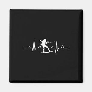 Waterski Heartbeat - Water Skiing Gift For Water S Magnet