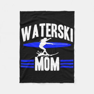 Waterski Mom Women Athletes Water Skiing Wave Love Fleece Blanket