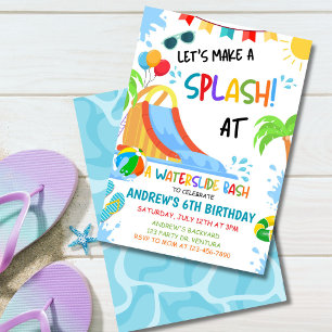 Waterslide Bash Birthday Invitation, Pool Party Invitation