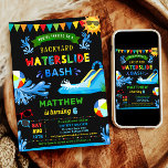 Waterslide Bash Summer Boy Birthday Party Invitation<br><div class="desc">Dive into fun with our "Waterslide Bash" birthday invitation! Perfect for a boy's summer birthday bash, this vibrant invitation bursts with excitement in bright primary colours. The design showcases a playful splashy waterslide, beach ball, cute sunglasses, and a radiant sun, all amidst splashes of water. The lively imagery captures the...</div>