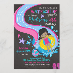 Waterslide Birthday Invitation / Pool Party / Girl