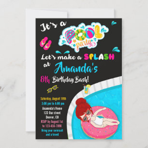 Waterslide birthday invitation Pool party invite