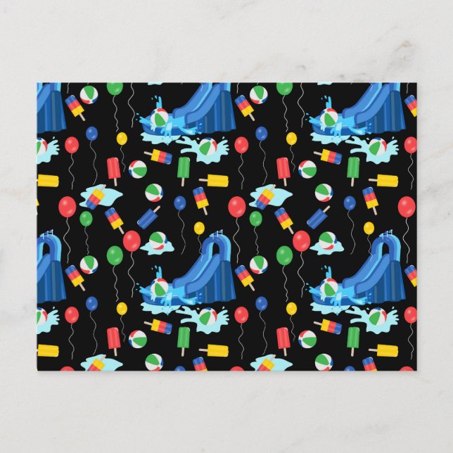 Waterslide Kids Summer Boy Girl Fun Postcard (Front)