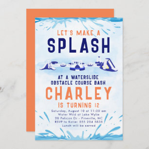 Waterslide Obstacle Course Birthday invitation