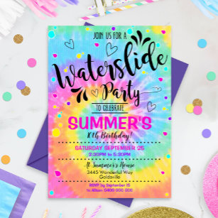 Waterslide Party Invitation Tie Dye Water slide