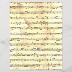 Waterstained Sepia Sheet Music Scrapbook Paper