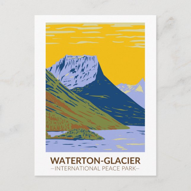Waterton-Glacier International Peace Park Vintage Postcard (Front)