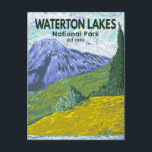 Waterton Lakes National Park Canada Travel Vintage Postcard<br><div class="desc">Waterton Lakes National Park vector art design. The Park is known for its chain of lakes,  including the large Upper and Middle Waterton lakes,  flanked by the Rocky Mountains.</div>