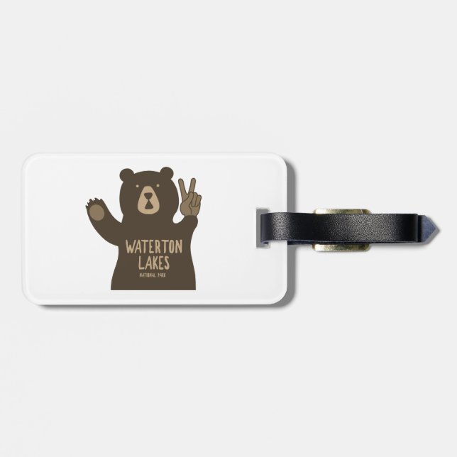 Waterton Lakes National Park Peace Bear Luggage Tag (Back Horizontal)
