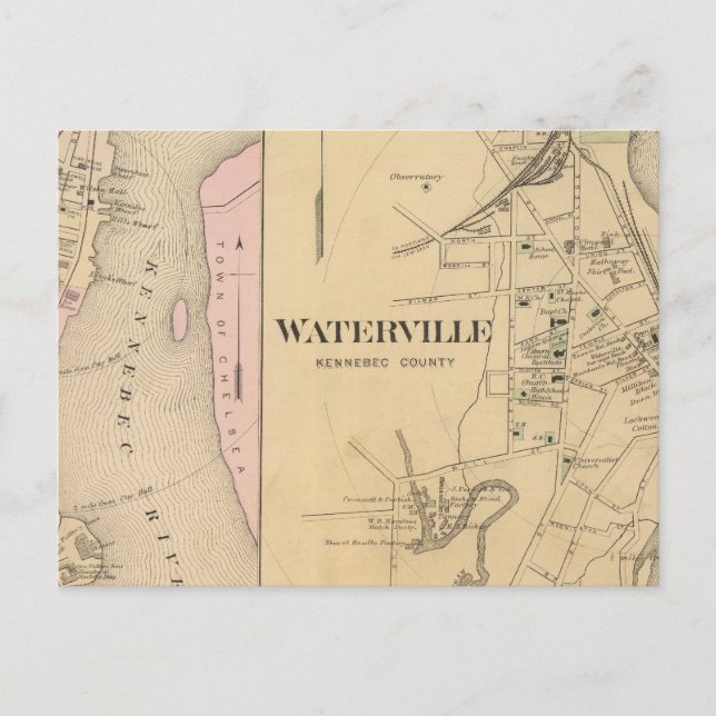 Waterville, Kennebec County Postcard (Front)