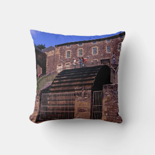 Waterwheel New Lanark Scotland Postcard Poster Pho Throw Pillow