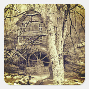 Waterwheel square sticker