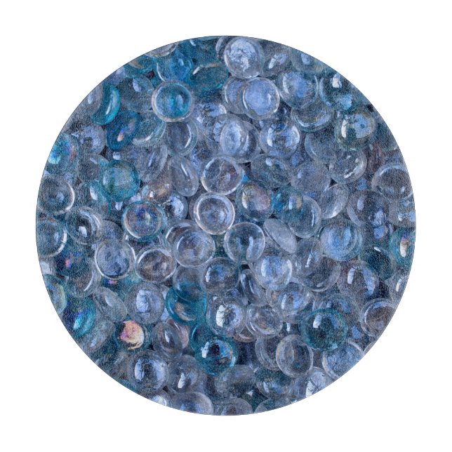 Watery Blue and Clear Reflective Glass Marbles Cutting Board (Front)