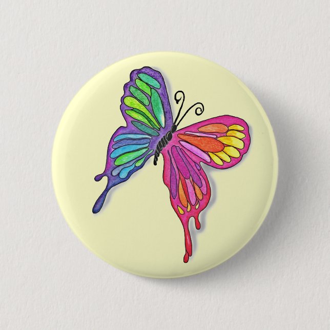 Watery  Butterfly 2 Inch Round Button (Front)