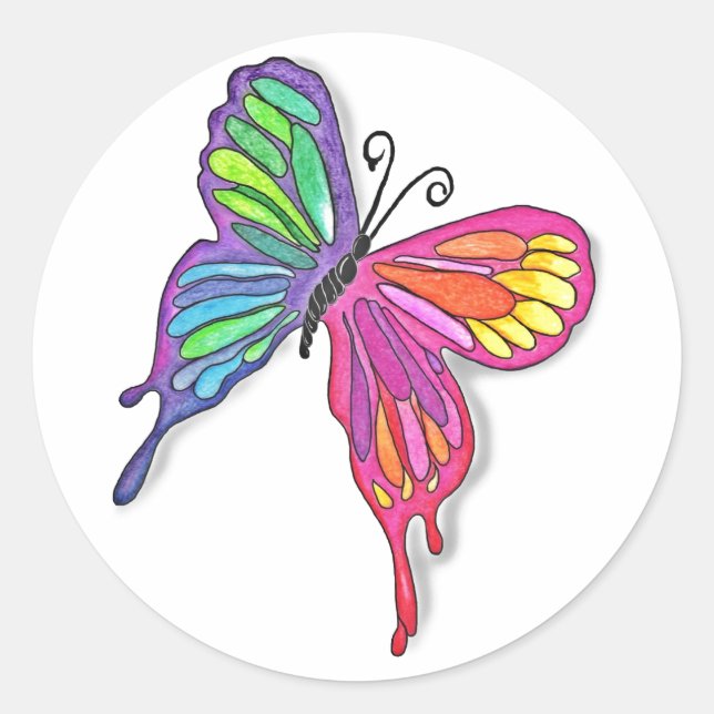 Watery  Butterfly Classic Round Sticker (Front)