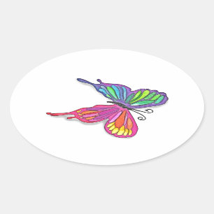 Watery Butterfly Oval Sticker